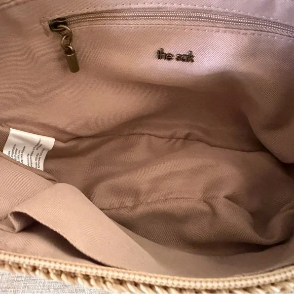 The Sak Half-Moon Woven Crossbody Bag with Brown Leather Strap - Picture 8 of 10